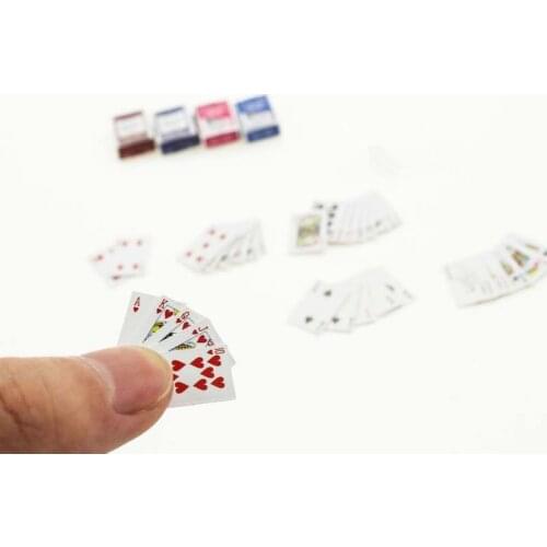 1 Set Mini 1/12 Scale Dollhouse Miniature Poker Card Pretend Play House Toy Accessories