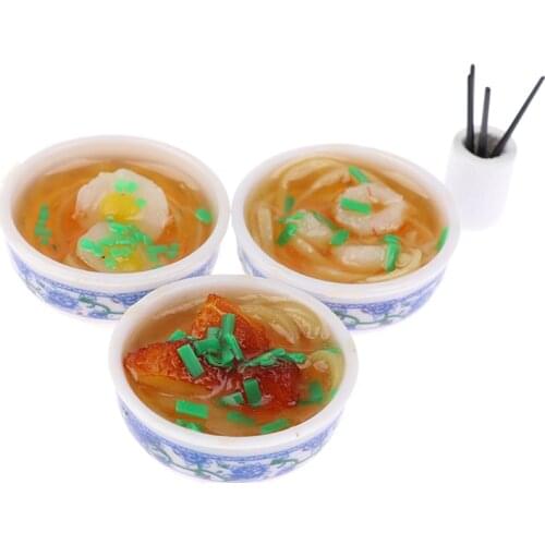 1PC Dollhouse Miniature Creative Cute Radom Bowl with Chopsticks Toys Kitchen Decor Accessories For Doll House Random Send