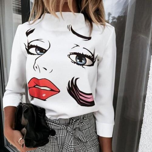 Fashion Harajuku Print Sweatshirt Women Vintage Stand Collar Long Sleeve Pullover Top Ladies Casual Oversized Streetwear Autumn