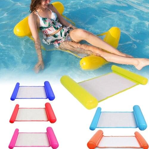 Inflatable Floating Bed With Net Foldable Backrest Swimming Pool Floating Drifter Lounge Chair Summer Swimming Pool Accessories
