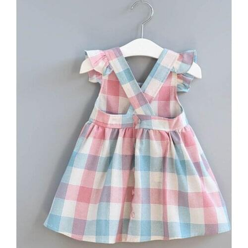 2021 New Summer Girls' Dress Korean Strap Plaid Casual Sleeveless Party Princess Dress Cute Childrens Baby Kids Girls Clothing