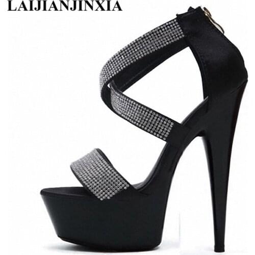 LAIJIANJINXIA New Sexy 15CM High-Heeled Sandals Nightclub Classics Platform Pole Dancing Shoes Model High Heels Womens Shoes