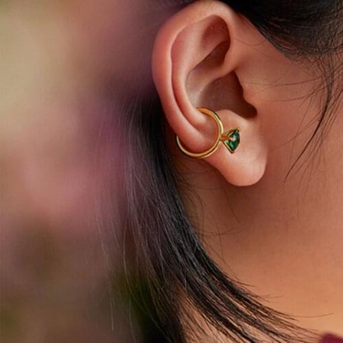 Origin Summer Temperament C Shape Clip Earring for Women Girls Exquisite Gold Color Metallic Rhinestone Party Earring Jewellery