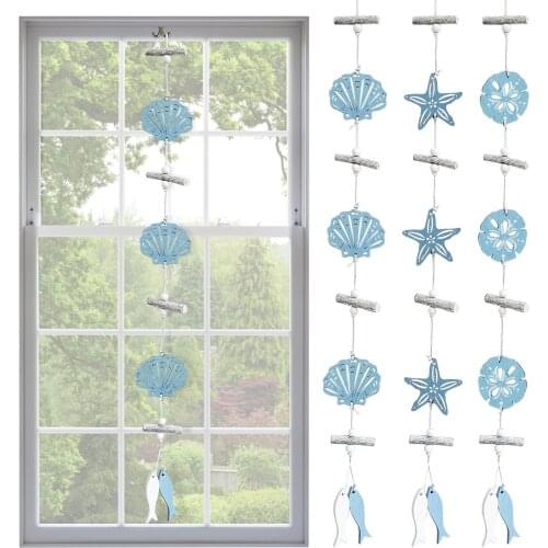 N-ew Style Blue Sea Wood Hanging Ornaments Creative Mediterranean Style Home Decoration Pendant Adornos Para Casa Gifts