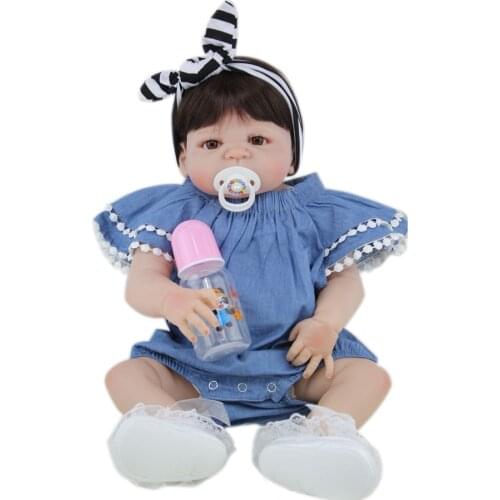 BZDOLL 55 CM Full Silicone Body Reborn Baby Doll Like Real 22inch Newborn Girl Princess Babies Bathe Toy Kid Gift