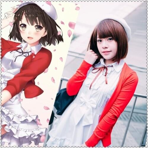 Daily Sweet Dating Clothing Katou Megumi Cos Anime Saenai Heroine No Sodatekata Cosplay Costume Dress+Coat+Hat+Tie+Sock+Leg Ring