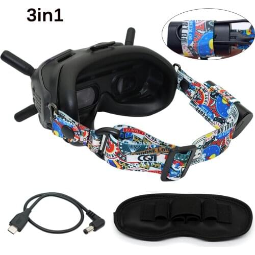 Headband for DJI FPV Goggles V2 Battery Holder Head Strap Power Supply Cable PU Dustproof Pad for DJI FPV Goggles Accessories