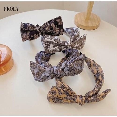 PROLY New Fashion Women Hairbands Big Bowknot Flower Headband Wide Side Casual Headwear Soft Turban Hair Accessories