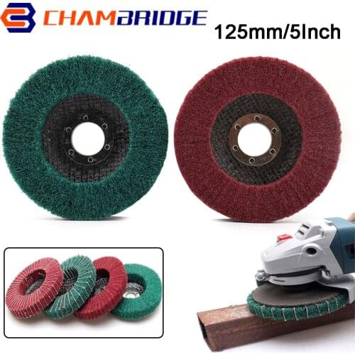 125mm Nylon Fiber Flap Polishing Wheel Grinding Disc 5inch Non-woven Scouring Pad Buffing Wheel For Metal Buffing Abrasive Brush