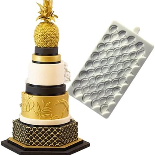 Silicone Cake border Fish scale Shaped Fondant Sugarcraft Molds Cake Decorating Tools Chocolate Gumpaste Mould Bakeware