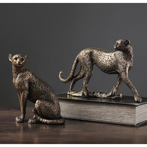 African Leopard Statue Figurine Modern Abstract Simulation statue Resin Panther Animal Ornament Home Decoration desk Accessories