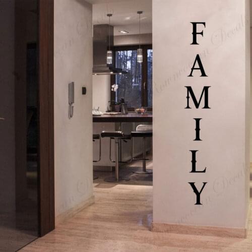 Vertical Family Sign Wall Decals Family Lettering Text Word Quote Wall Sticker Vinyl Home Decor Living Room Bedroom Murals 4638