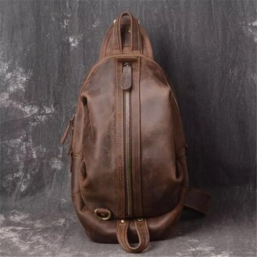 Vintage Mens Purse Horse Skin Bag Belt Wallet One Shoulder Cross-body Bag Head Layer Cowhide Outdoor Leisure Sports Bag
