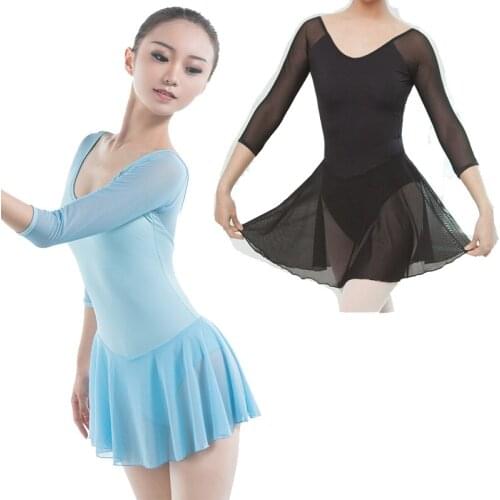 High quality of sky bule/black Girl Ballet Dance Leotard Tight Elastic Ballet Stage Dancing Costume Ballet Leotards For Women