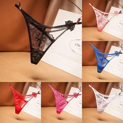 Womens Lace Panties Sexy Hollow Thongs Underwear Transparent G String Briefs With A Hole Erotic Underwear