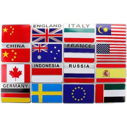 Flags Badge German/UK/US/Russia/Australia/France/Italy 1 pcs Car Stickers Window Decals Sider Stickers National Emblem