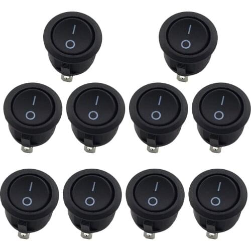 10 PCS 12V ON/OFF Round Rocker Control Switch LED illuminated Car Dashboard Dash Boat Van