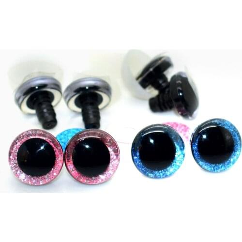 10pcs 20mm Round Clear Trapezoid Plastic Safety Toy Eye + glitter Nonwovens for Teddy Bear Stuffed Toys Puppet Dolls Eye