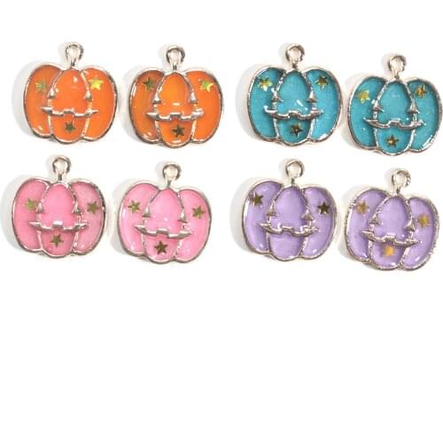 10Pcs 18*20mm Enamel Halloween Pumpkin Charms For Jewelry Making Pretty Earrings Bracelet Pendants Handcraft Accessories