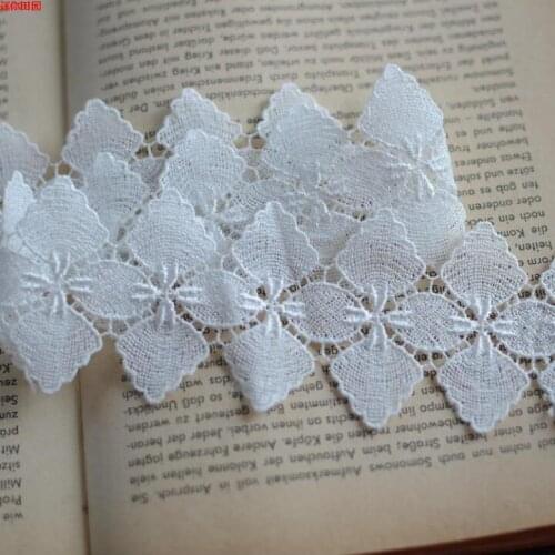 2 Meters/lot Embroidery White Lace Trim for Clothing Decoration 5cm Width New Style Flower Floral Custom Design Wedding Dress