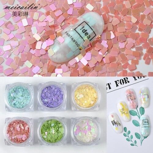 1 Box AB Color Nail Art Rectangle Nails Paillette Glitter Nail Sequins Colorful Glitter Flakes DIY Nail Art Decorations Manicure
