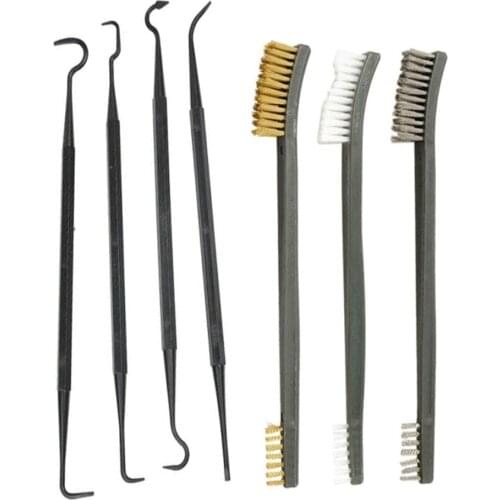 7pcs Universal Weapon Gun Cleaning Kit 3pcs Steel Wire Brush 4pcs Nylon Pick Set Hunting Tactical Rifle Pistol Gun Cleaning Tool