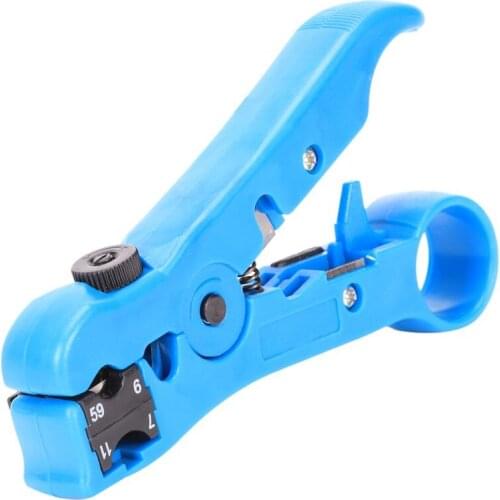 Automatic Cable Wire Stripper Electric Stripping Tools for UTP/STP RG59 RG6 RG7 RG11 Multi-functional Cutter Striper,Blue