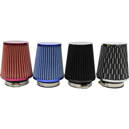 Car Air Filter 76mm 3 Inch High Flow Car Cold Air Intake Filter Aluminum Non-woven Fabric Rustproof Air Intake Hose Universal
