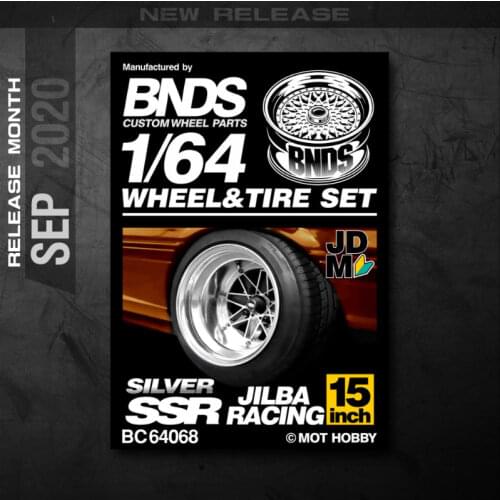 BNDS New 1/64 Alloy Wheels Rubber Tires Design SSR JILBA Racing Rim Modified Parts JDM Style for Professional Audience 4pcs Set