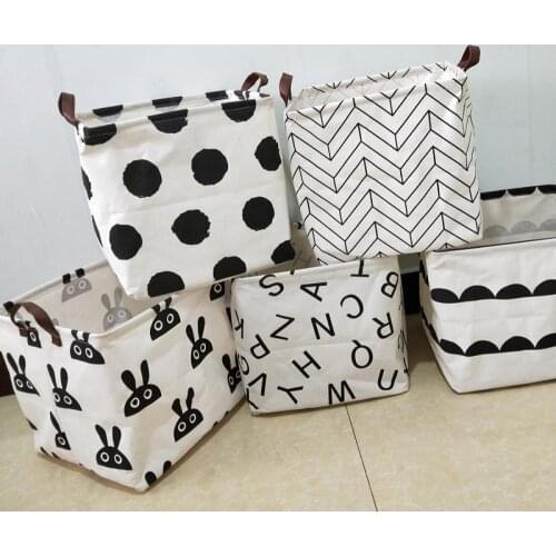 Big Sale Household Storage Baskets Fashion Black Pattern Handheld Home Clothes Toys Books Holder Storage Bag Sundries Organizer