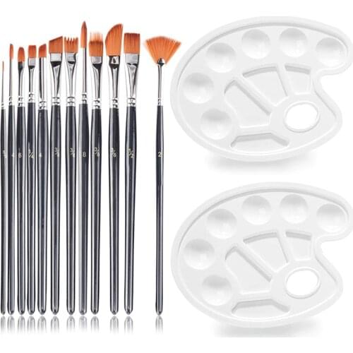 BOMEIJIA 12Pcs Paint Brushes Set Nylon Hair Painting Brush for Oil Acrylic Watercolor Artist Acrylic Paints Brush Art Supplies