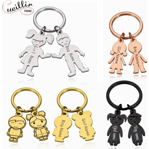 Personalized Custom Name Date Keychain Boy Girl Child Family Stainless Steel Key Ring Kid Pendant Gift For Man Women Jewelry
