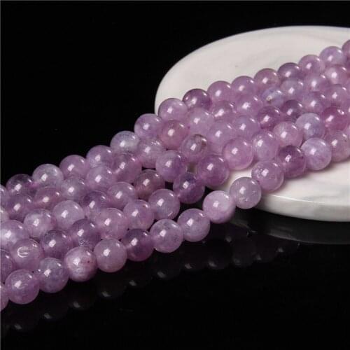 Natural Stone Purple Chalcedony Loose Jades Spacer Beads For Jewelry Making DIY Round Angelite Beads Bracelet 6 8 10mm 15
