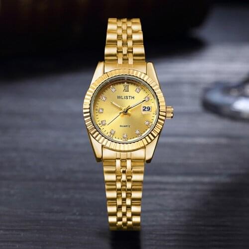 Gold Steel Waterproof Womens Watches Fashion Luxury Diamond Dial Business Quartz-watch Exquisite Female Watchband Ladies Watches
