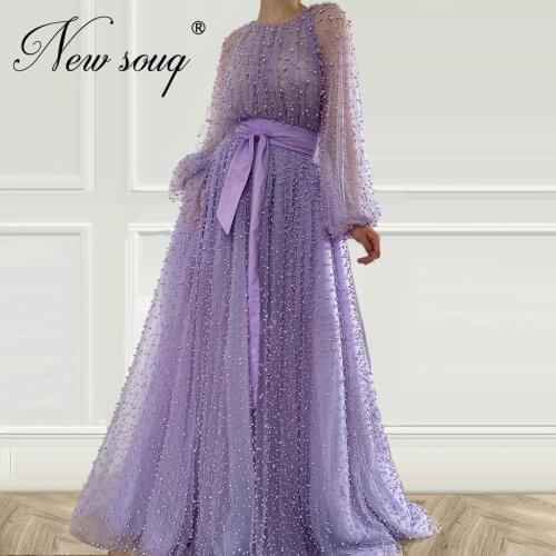 2 Style Long /Short Length Pearls Prom Dress Custom 2020 Turkish Dubai Formal Evening Wear Dresses Saudi Arabia Celebrity Dress