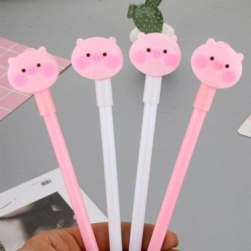 40PCS Cute Cartoon Pink Piglet Neutral Pen Student Office Black Water Pen Signature Pen Stationery Office Accessories