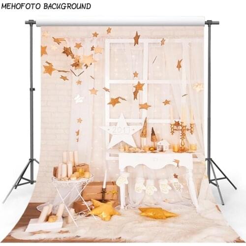 Photography Backdrop Golden Leaves Silver Twinkle Stars Photography Backgrounds Cloth Baby Shower Indoor Photograhic Backgrounds