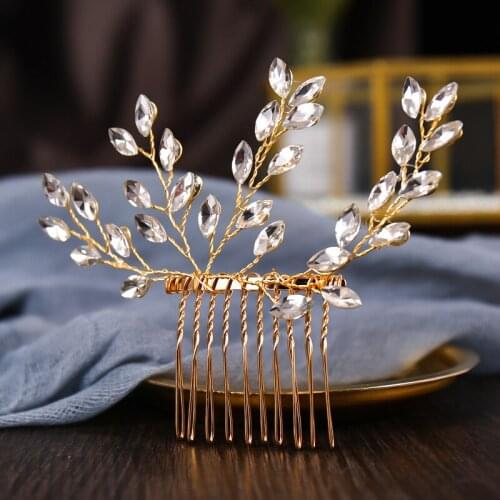Glod Color Rhinestone Hair Comb Wedding Hair Accessories Bridal Hair Comb Pearl Comb Ornament Womens Accessories Head Jewelry