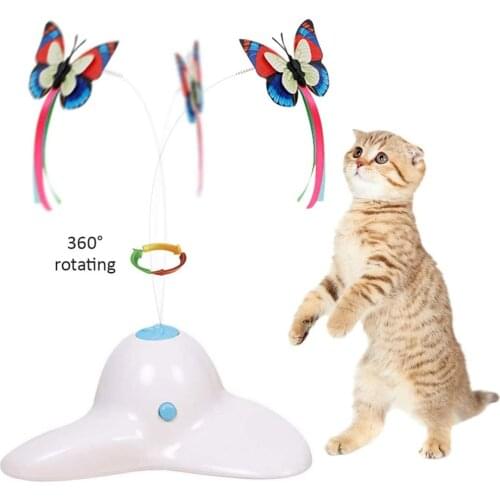 Cat Toys Funny Exercise Electric Flutter Rotating Kitten Toys Cat Chasing Teaser Interactive Flutter Bug Cat Butterfly Toy