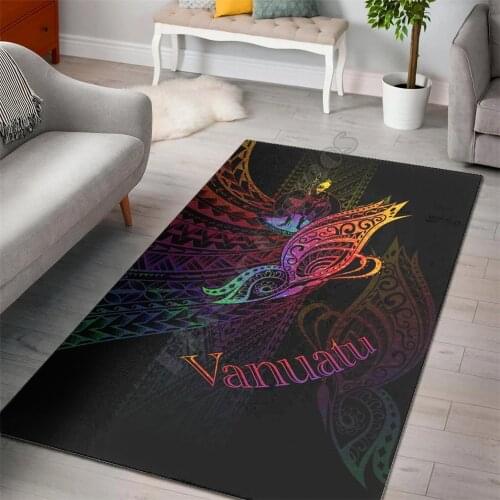 Vanuatu Area Rug Butterfly Polynesian Style Carpet Mat for Living Room Doormat Flannel Print Bedroom Non-slip Floor Rug