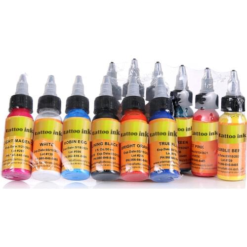 16Colors 30ml Body Painting Tattoo Ink Permanent Makeup Coloring Pigment Eyebrows Eyeliner Tattoo Paint Body Eternal Tattoo Ink