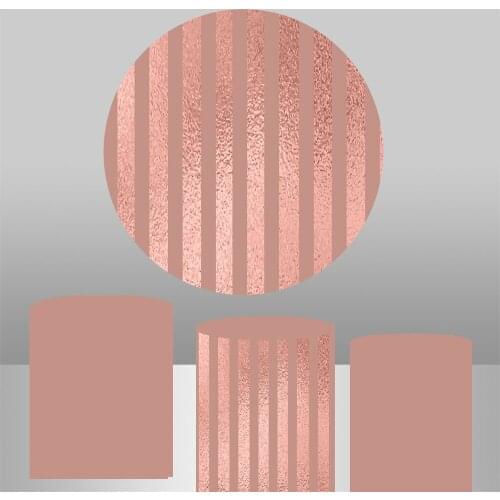 Round Circle backdrop background customize rose gold stripes women birthday party decor baby shower cake candy table cover YY128