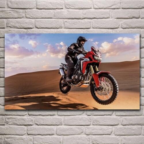 Cool African motorcycle desert rally race crf1000 sport bike living room home wall art decor wood frame fabric posters KG943