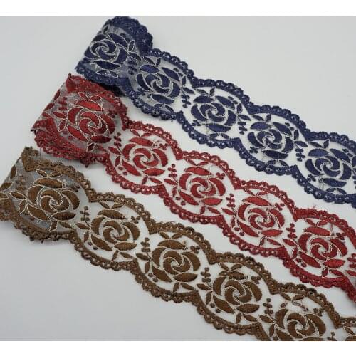 2 5 yard 6 cm Mesh Embroidered Rose Lace Trims for Costumes Trimmings Dress Applique Home Textiles DIY Crafts Sewing Lace Fabric