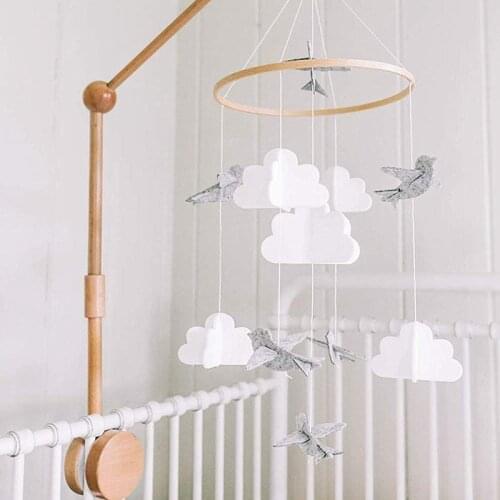 Hot Baby Crib Mobile Birds Clouds Felt Nursery Ceiling Decoration for Girls Boys Grey White