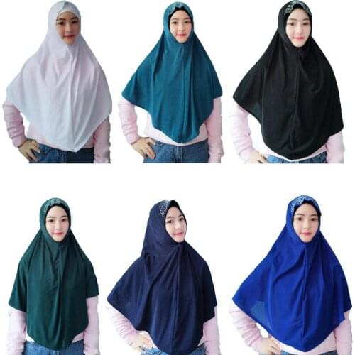 Muslim Hijab Islamic Turban Women Head Scarf Full Cover Amira Shawl Wrap One Piece Headscarf Overhead Prayer Hat Islamic Turban