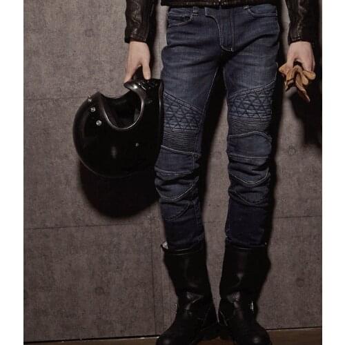 Mens Trousers Cross-Embroidered Motorcycle Casual Off-Road Pants Outdoor Riding Jeans With Shading Knee Pads