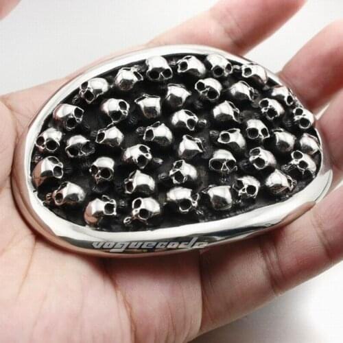 Cool 316L Stainless Steel Skulls Mens Biker Rocker Punk Belt Buckle P026