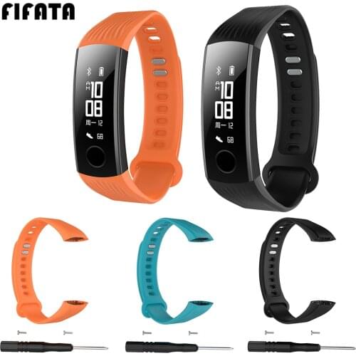 FIFATA Soft Colorful Silicone Watch Strap For Huawei Honor 3 Smart Bracelet Replacment Watch Band For Honor Band 3