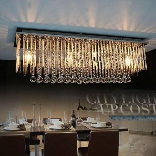 New Large LED Crystal Luxury Rectangular Pendant Light Modern Creative Iron Lamps for Dining Room Bedroom Foyer DHL Free